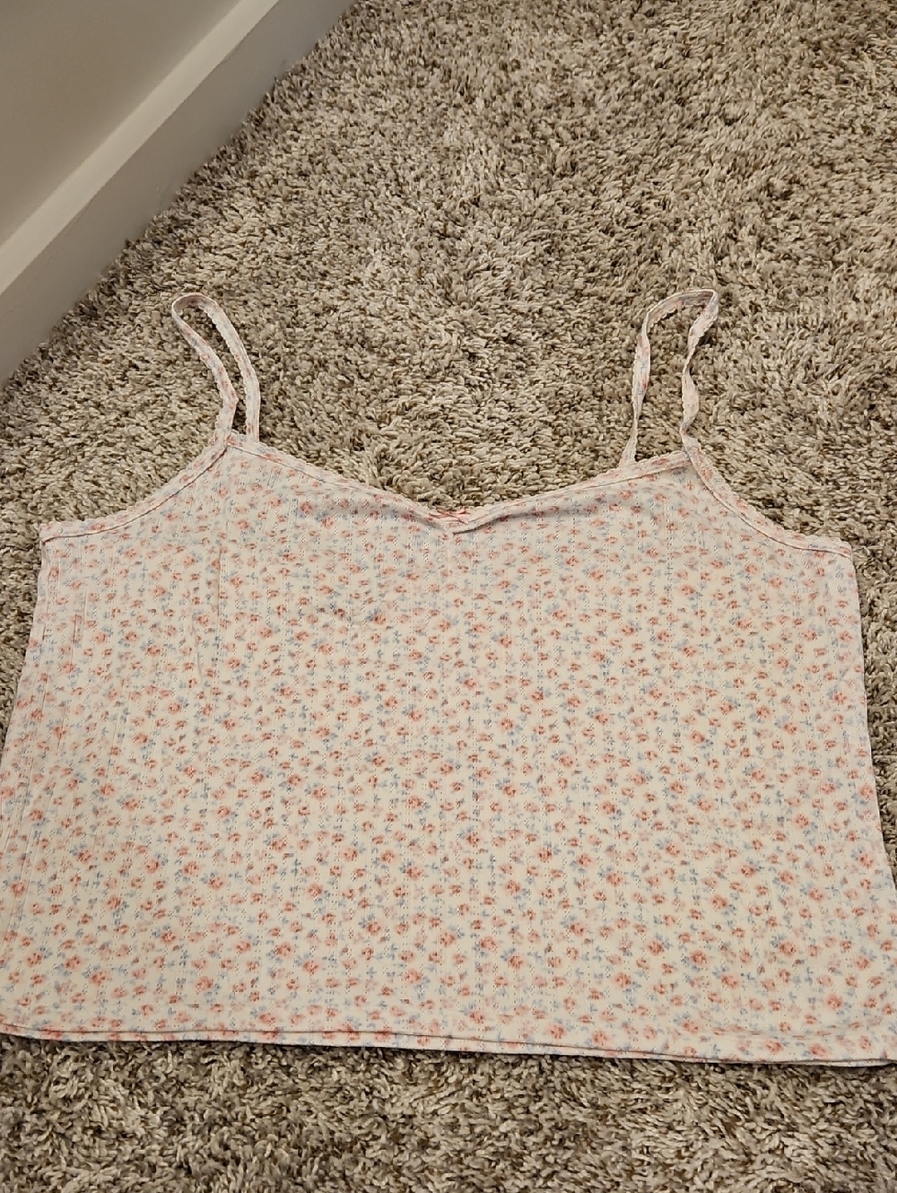 Hollister Pastel Floral Cami Tank Top - Pink & Blue